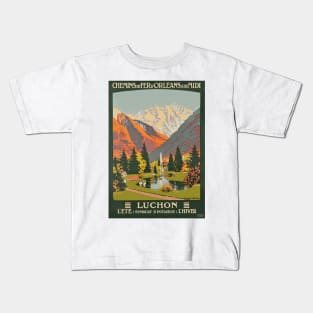 Luchon France - Vintage French Travel Poster Design Kids T-Shirt